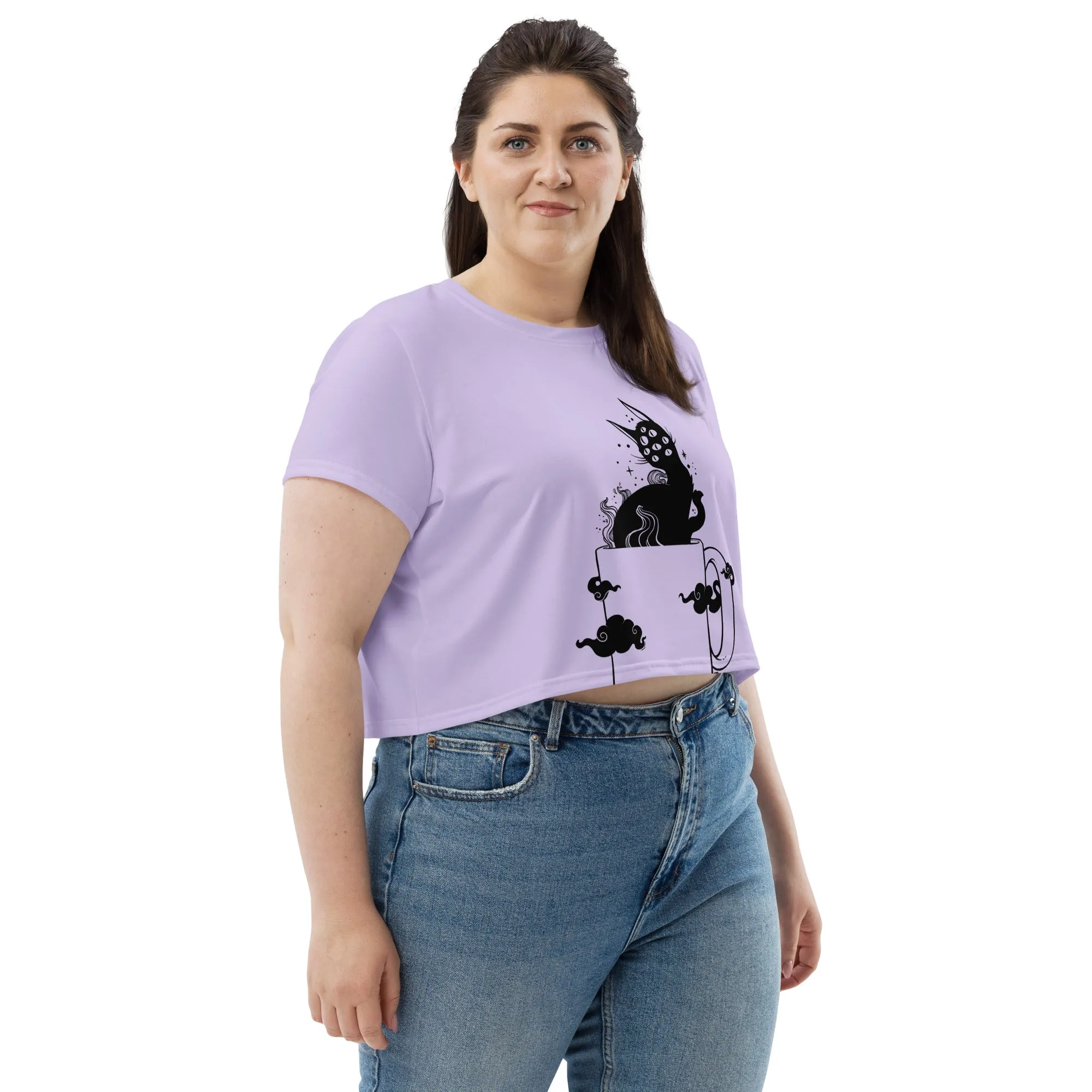 Cat In Cup, Sublimation Crop Top