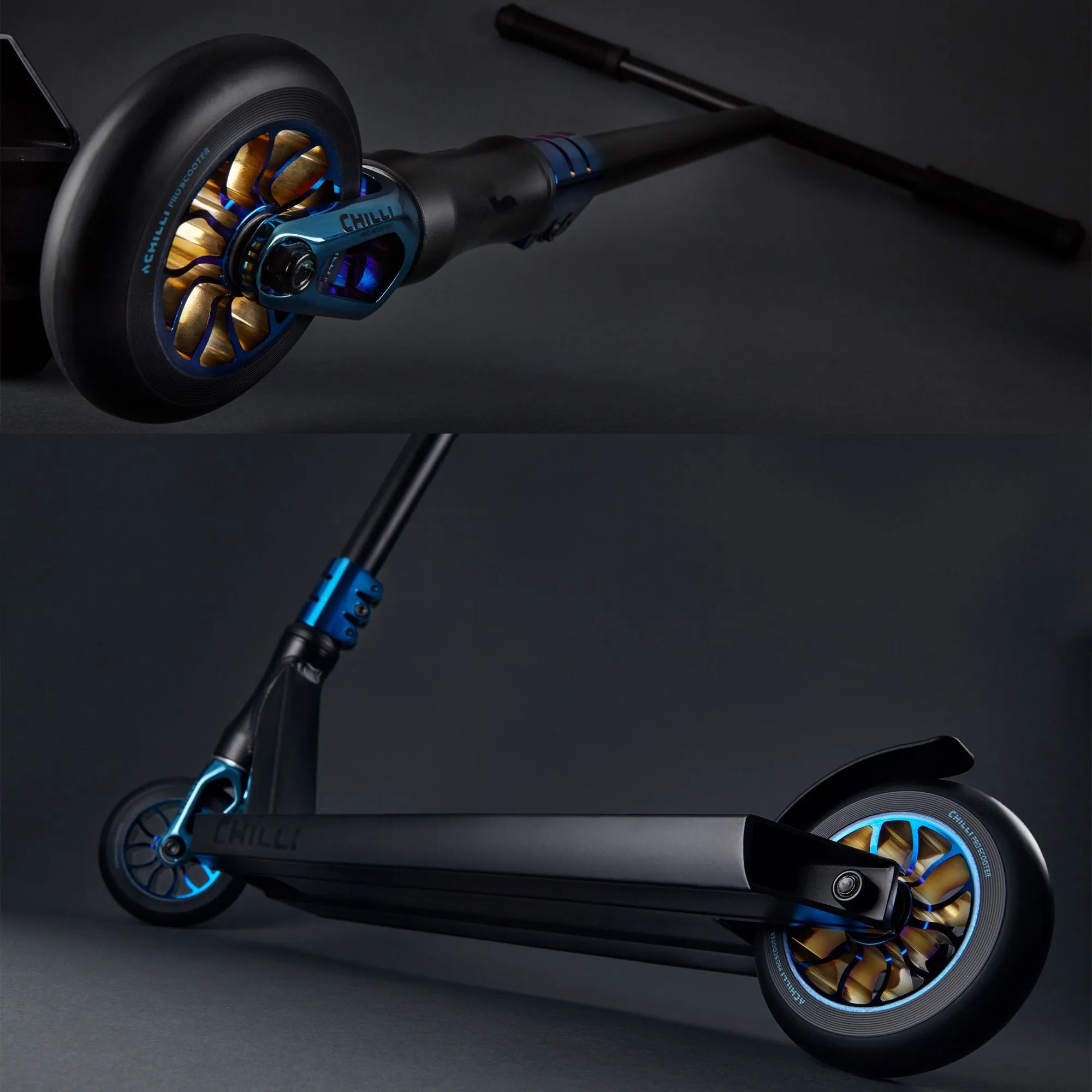 Chilli Scooters Ocean Reaper Complete Stunt Scooter, Black/Bluray