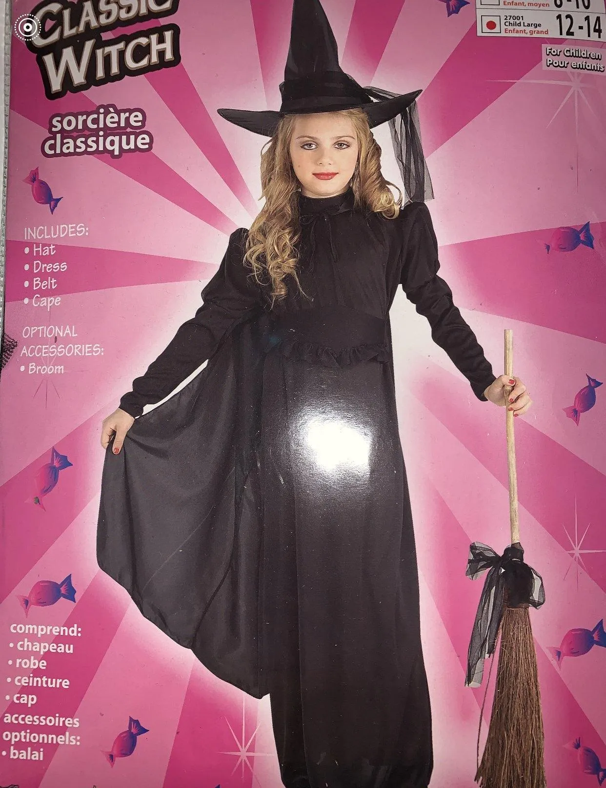 Classic Witch Costume -Child Large (12-14)