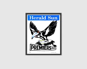 COLLINGWOOD MAGPIES OFFICIAL HERALD SUN 2023 FRAMED POSTER