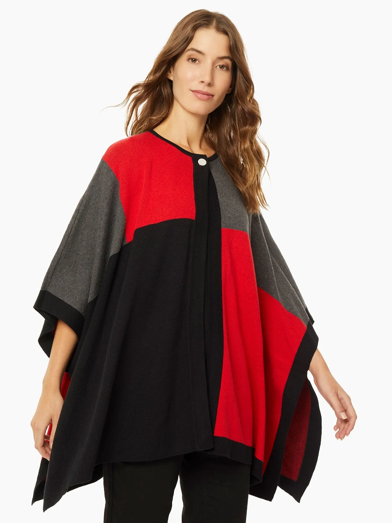 Colorblock Knit Cape