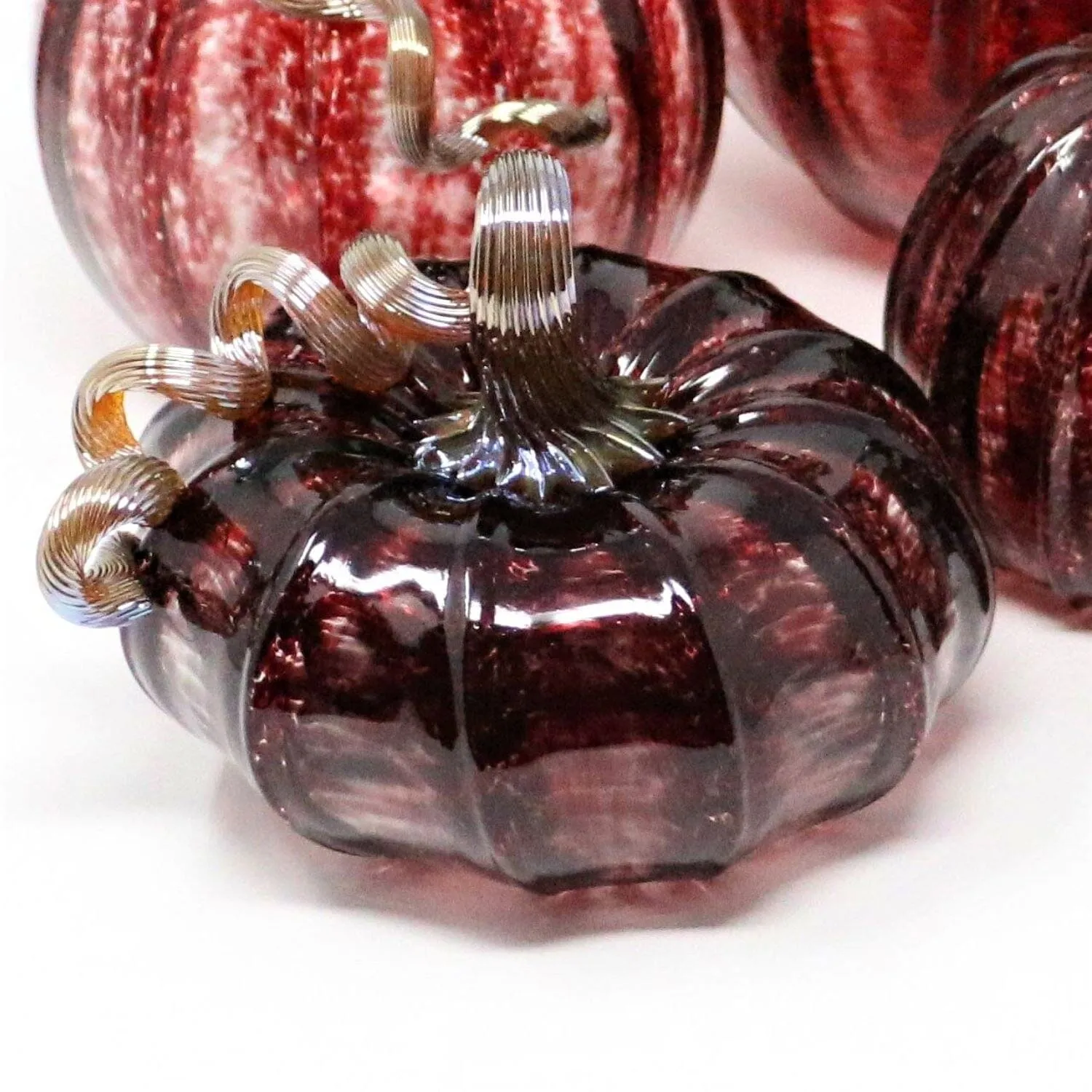 Cranberry Glass Pumpkin - Squat