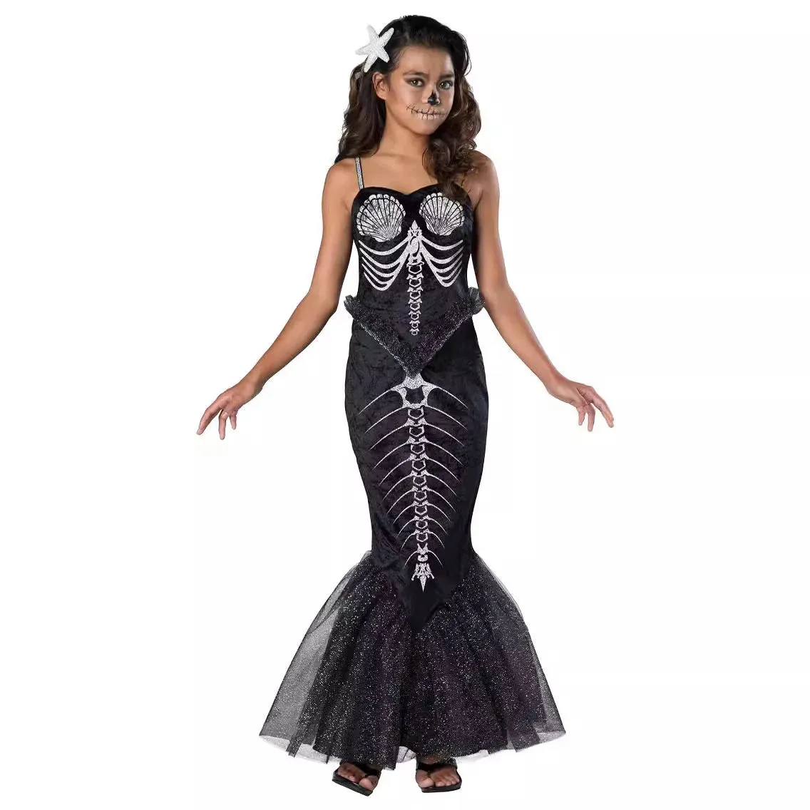 Cute Child Girl Mermaid Skeleton Costume Kid Costume