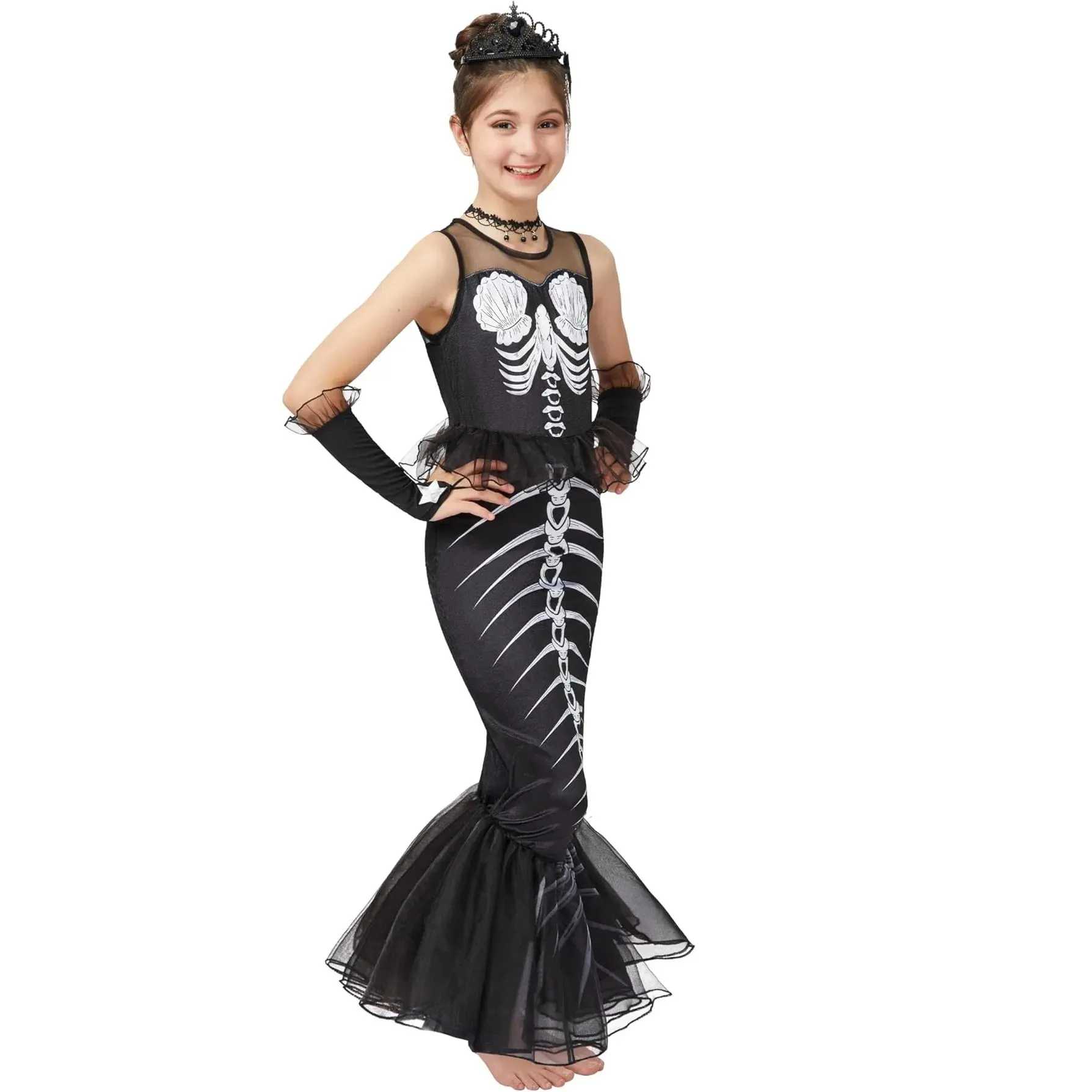 Cute Child Girl Mermaid Skeleton Costume Kid Costume