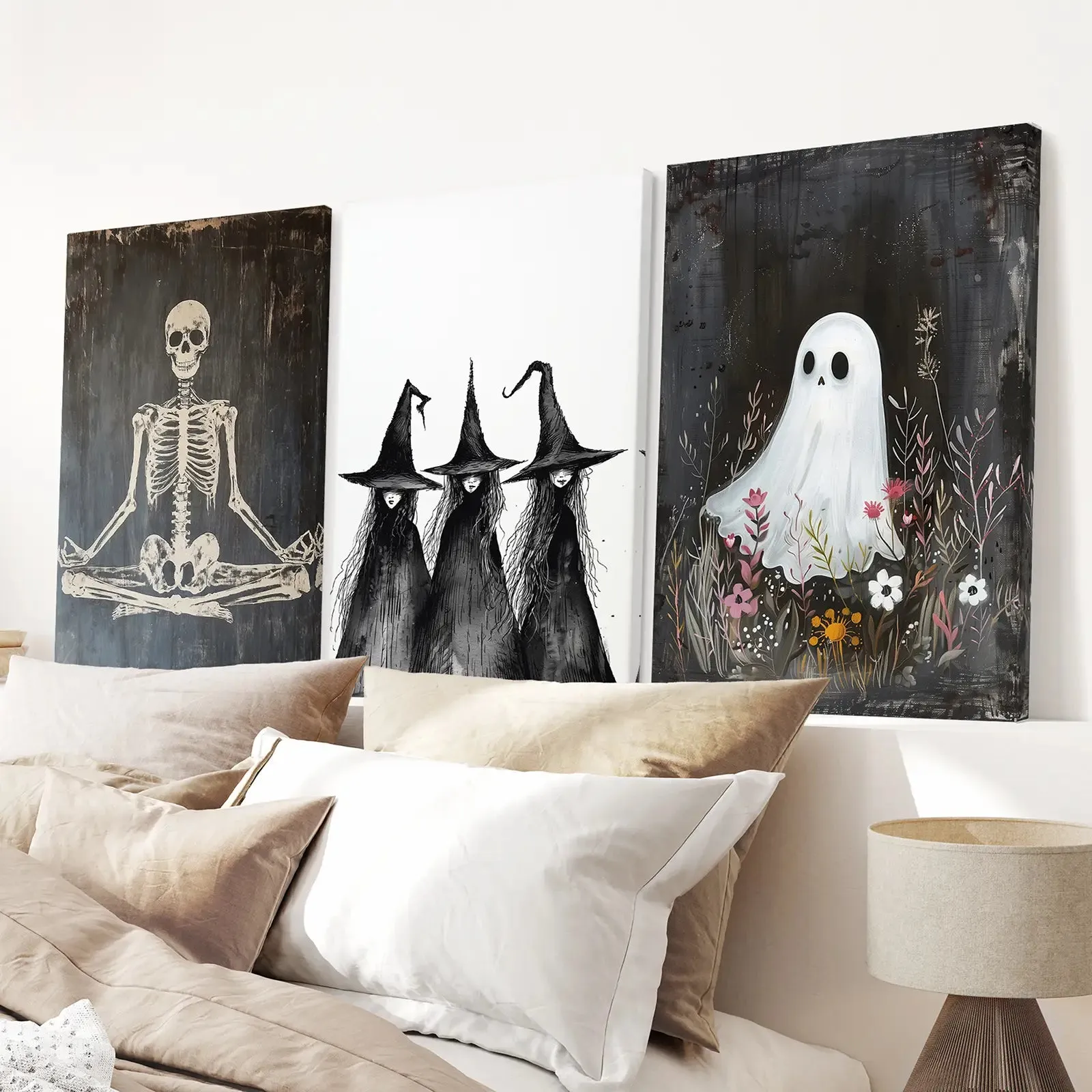 Dark Halloween Witches Wall Art Decor Print Set