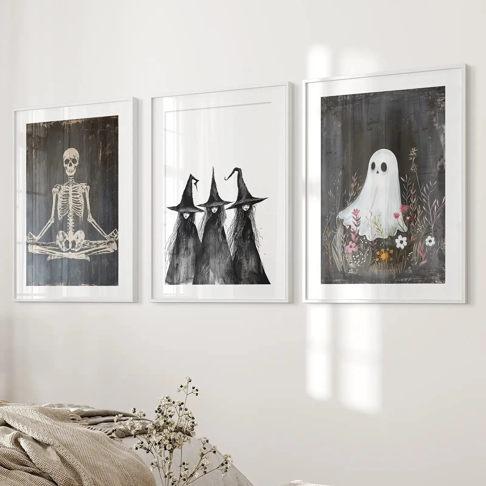 Dark Halloween Witches Wall Art Decor Print Set