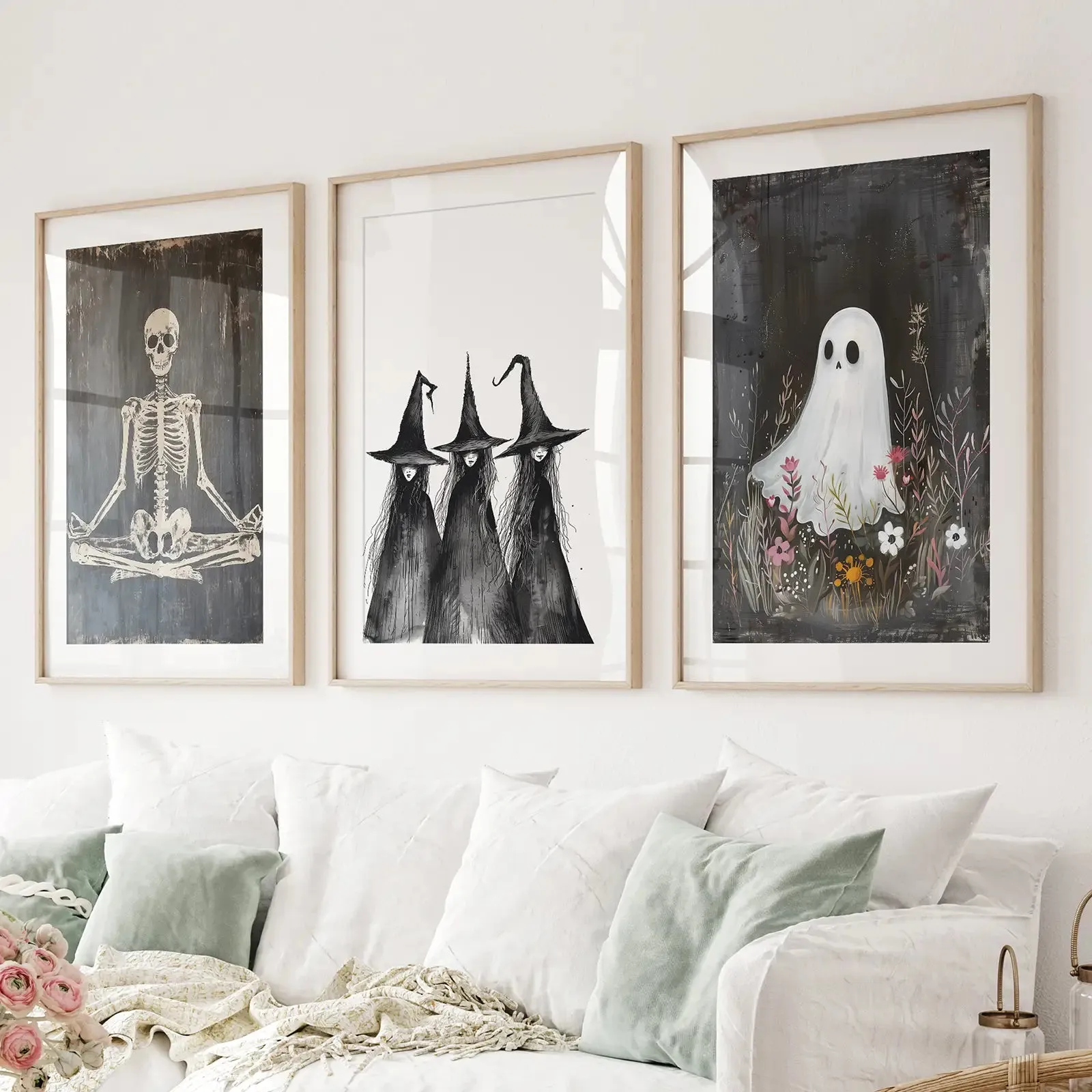 Dark Halloween Witches Wall Art Decor Print Set