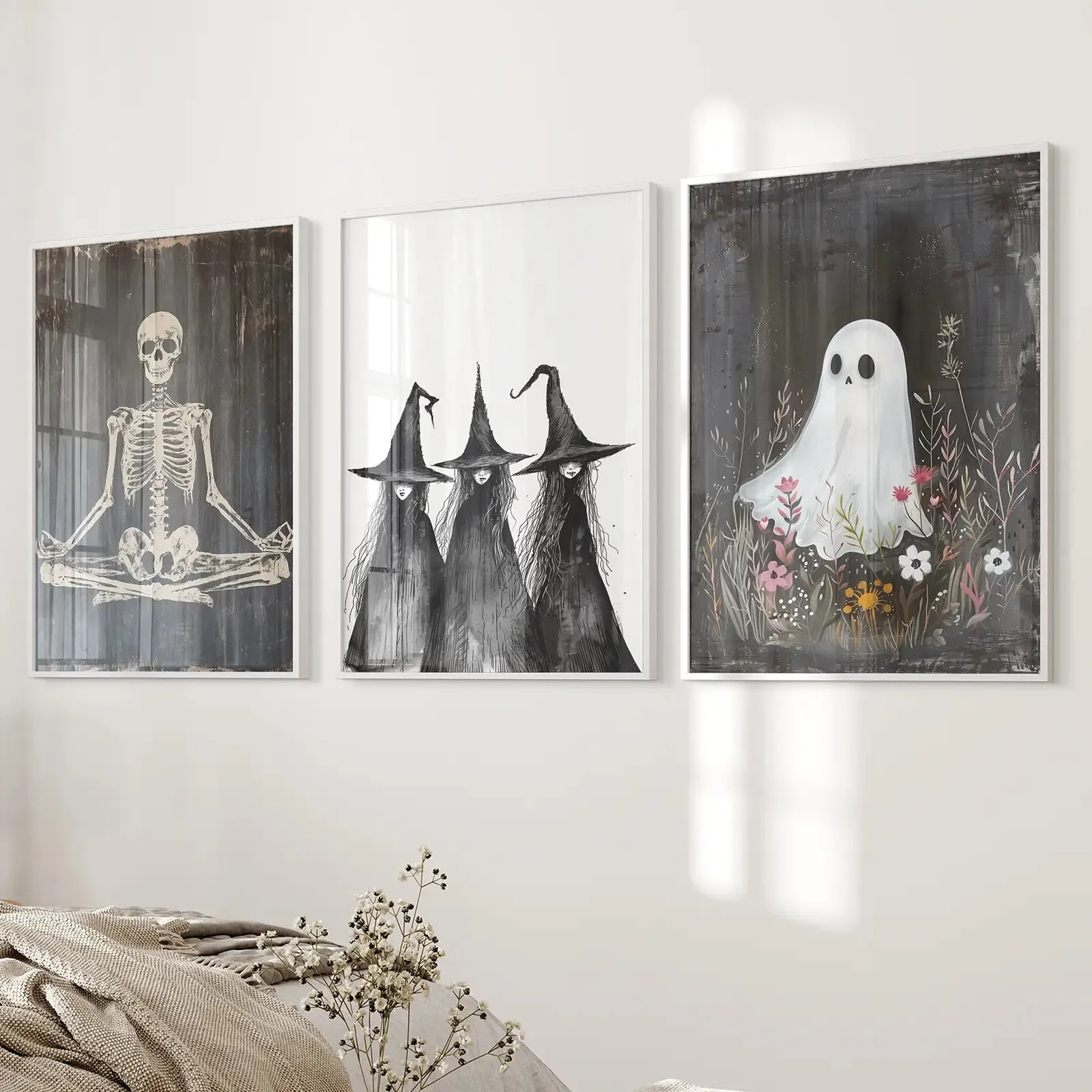 Dark Halloween Witches Wall Art Decor Print Set