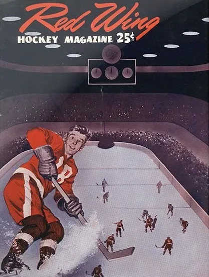 Detroit Red Wings Vintage Program Cover - Red Wing Magazine Olympia Stadium Rink Shot Print/Framed