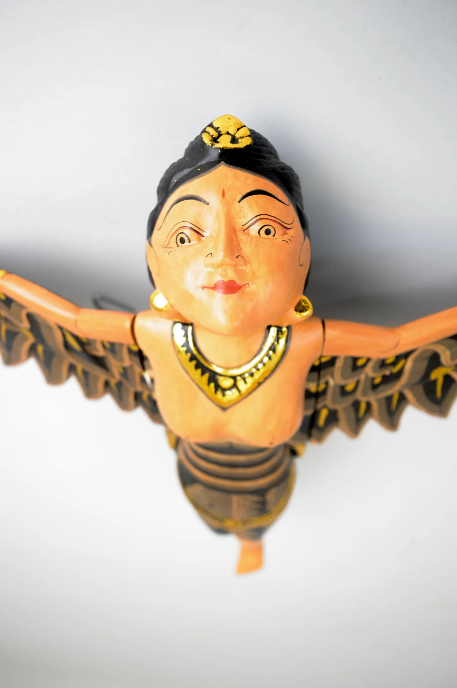 Dewi Sri Goddess Flying Angle Hand Painted Sculpture