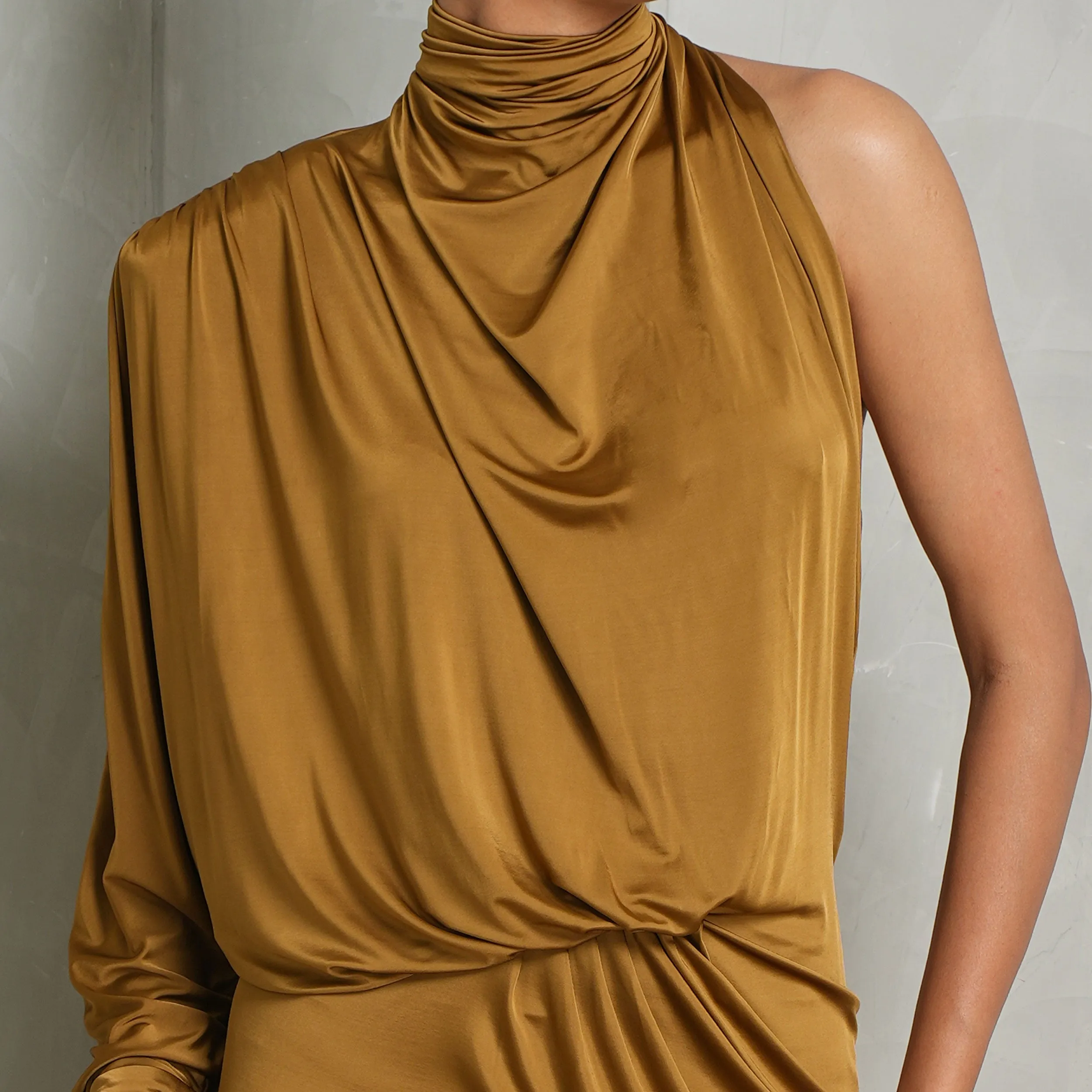 Draped Asymmetric Mini Dress