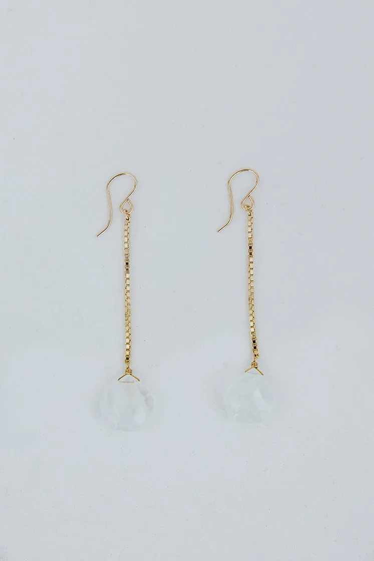 Drop Chain Earrings - Moonstone