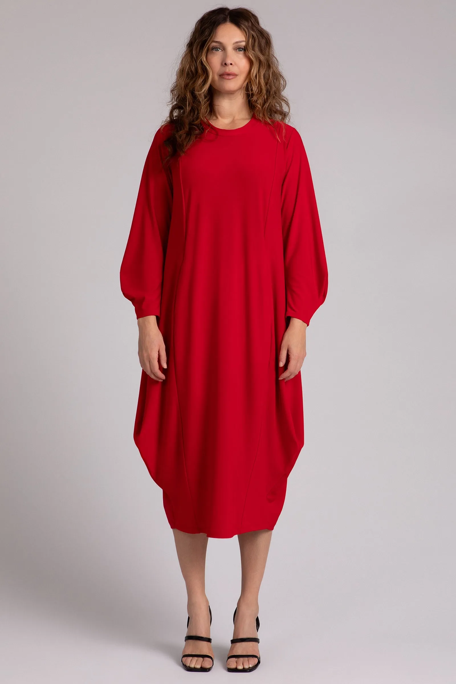 Easy Crew Neck Lantern Dress | Poppy