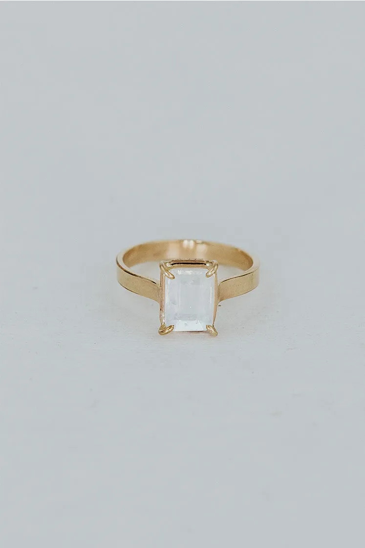 Emerald Cut Moonstone Ring