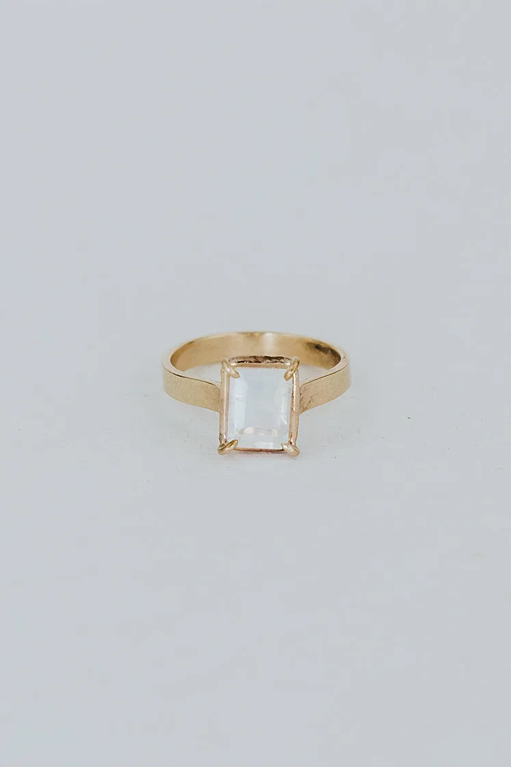 Emerald Cut Moonstone Ring