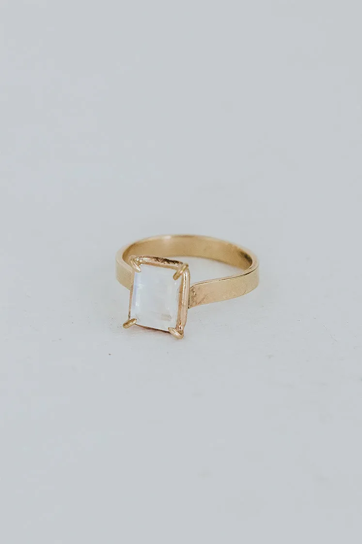 Emerald Cut Moonstone Ring