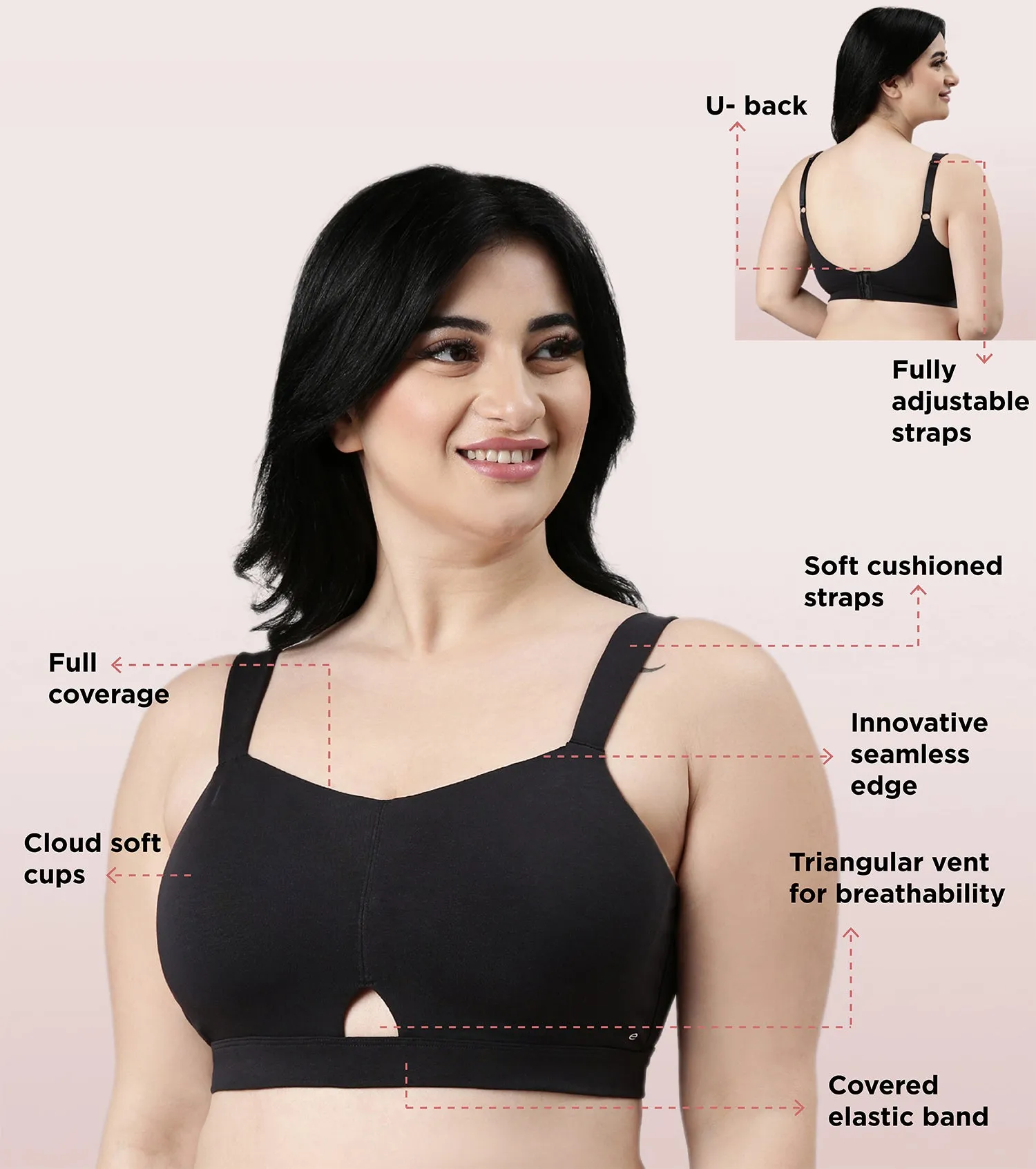 Enamor Cloud Soft A064 Cotton Full Support Minimizer Bra for Women -Padded ,Wirefree and  Full Coverage