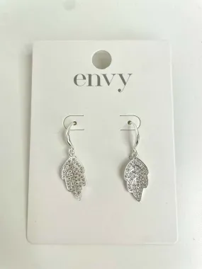 Envy Textured Leaf Earrings - Silver