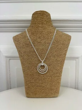 Envy Triple Bubble Ring Necklace - Silver