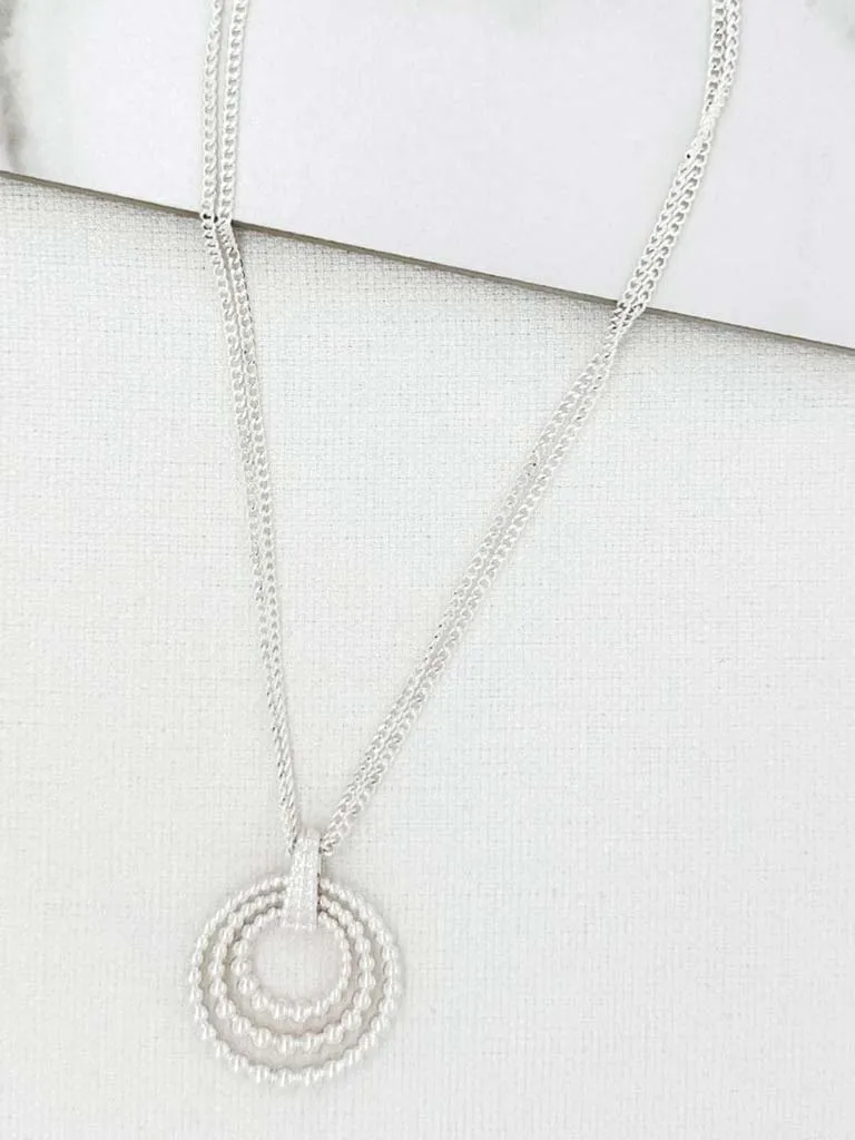 Envy Triple Bubble Ring Necklace - Silver