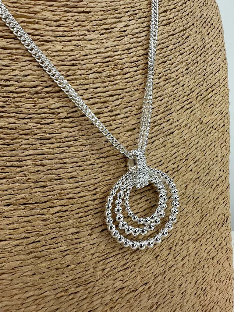 Envy Triple Bubble Ring Necklace - Silver