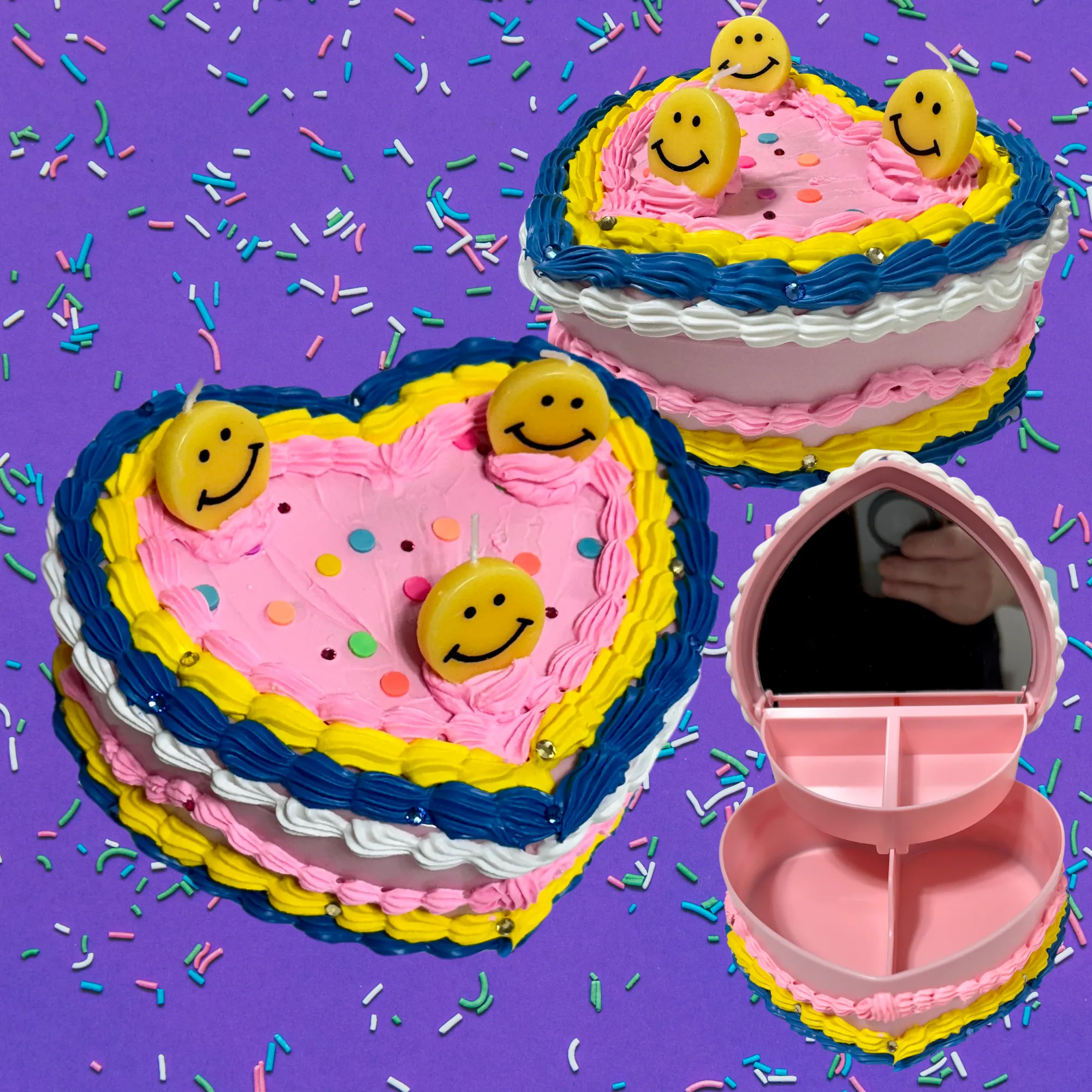 Fake Birthday Cake Heart Jewelry / Trinket Storage Box