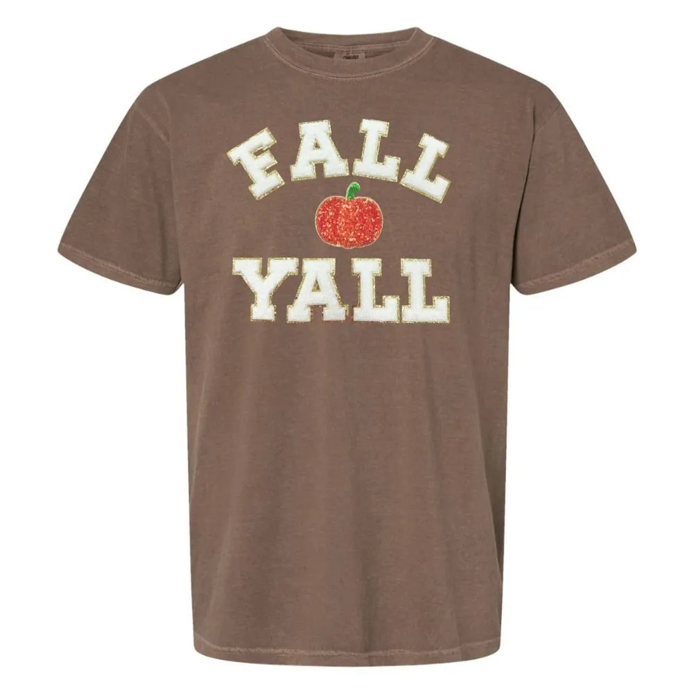 'Fall Y'all Sequin Pumpkin' Letter Patch T-Shirt