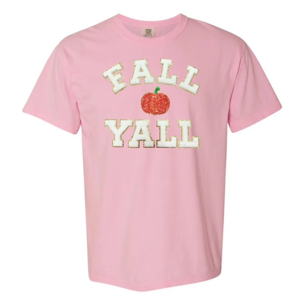 'Fall Y'all Sequin Pumpkin' Letter Patch T-Shirt