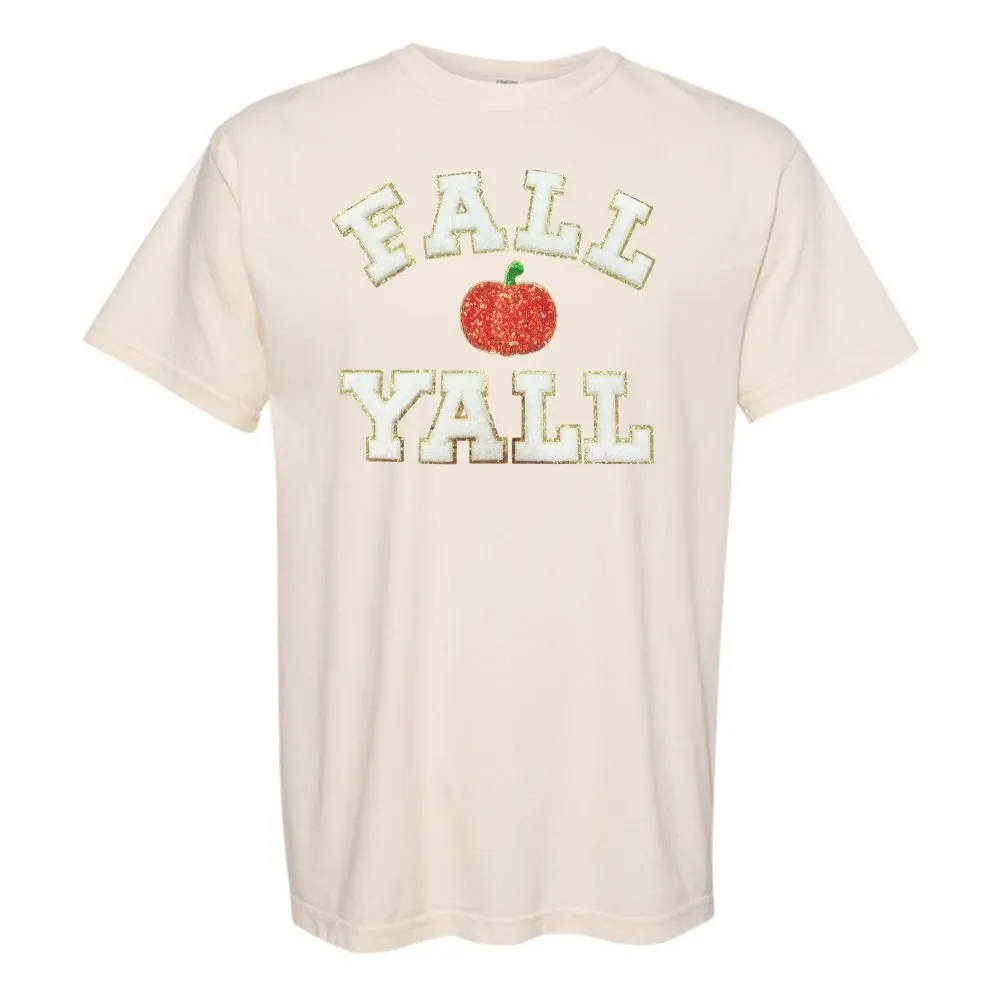 'Fall Y'all Sequin Pumpkin' Letter Patch T-Shirt