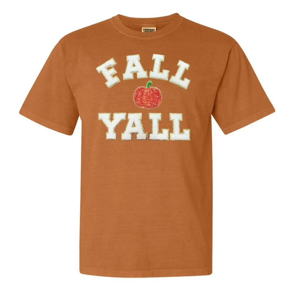 'Fall Y'all Sequin Pumpkin' Letter Patch T-Shirt