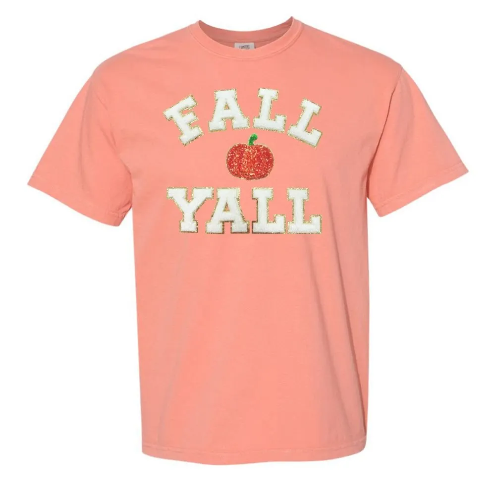 'Fall Y'all Sequin Pumpkin' Letter Patch T-Shirt