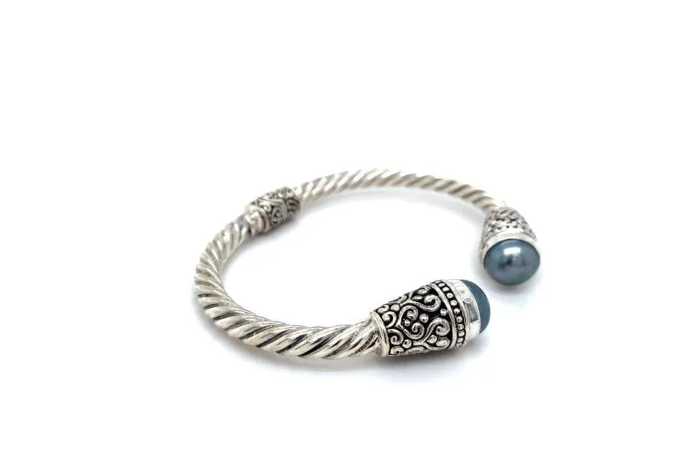 Fiorella Bangle- Grey Pearl