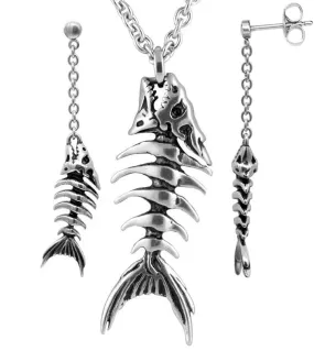 Fish Bones Necklace & Earrings Set