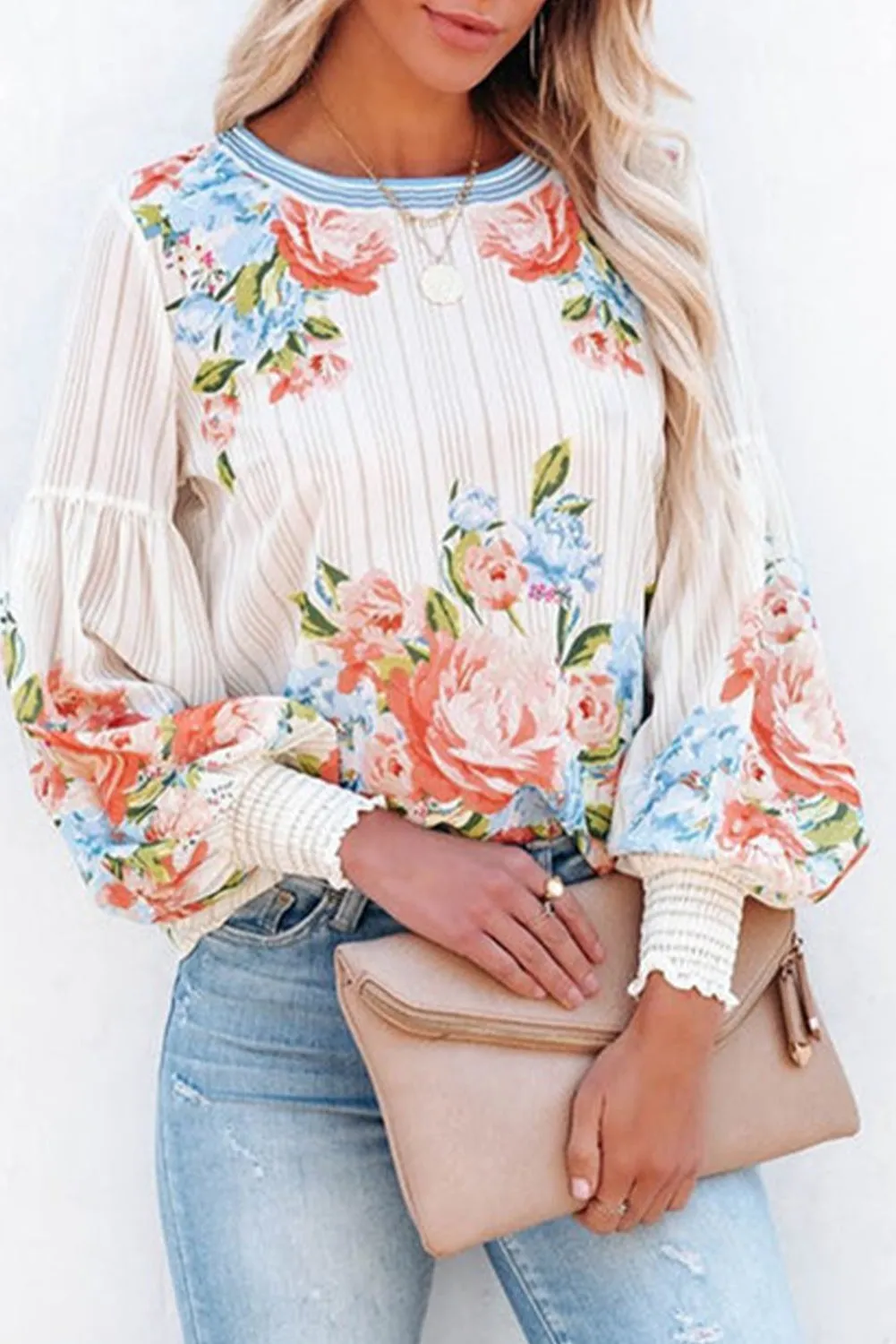 Floral long lantern sleeve Shirt