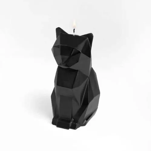 Geometric Cat Candle (skeleton inside)