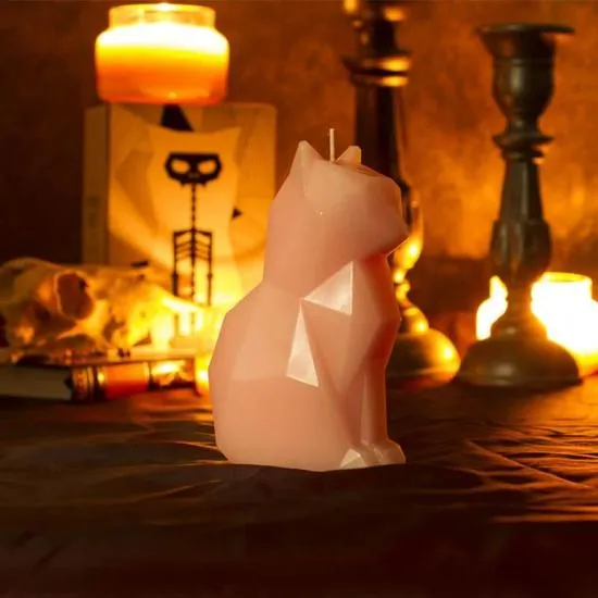 Geometric Cat Candle (skeleton inside)