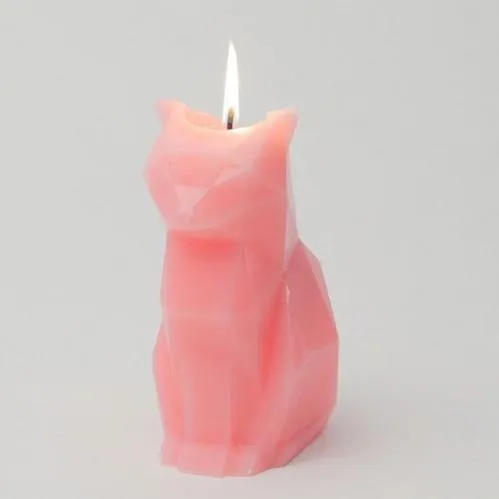 Geometric Cat Candle (skeleton inside)