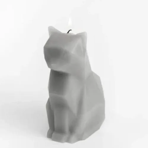 Geometric Cat Candle (skeleton inside)