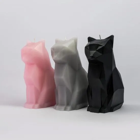 Geometric Cat Candle (skeleton inside)