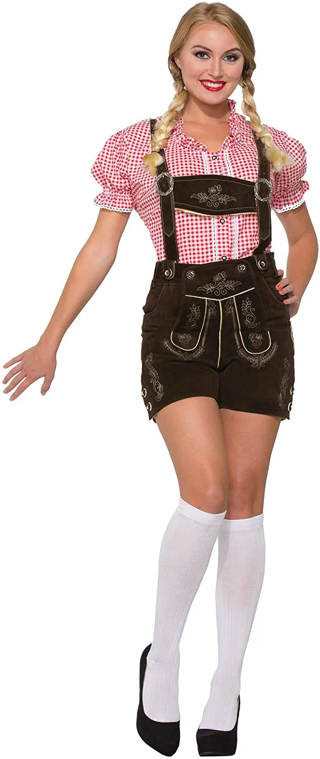 German Apline Oktoberfest Lederhosen Adult's Womens Red Shirt Costume