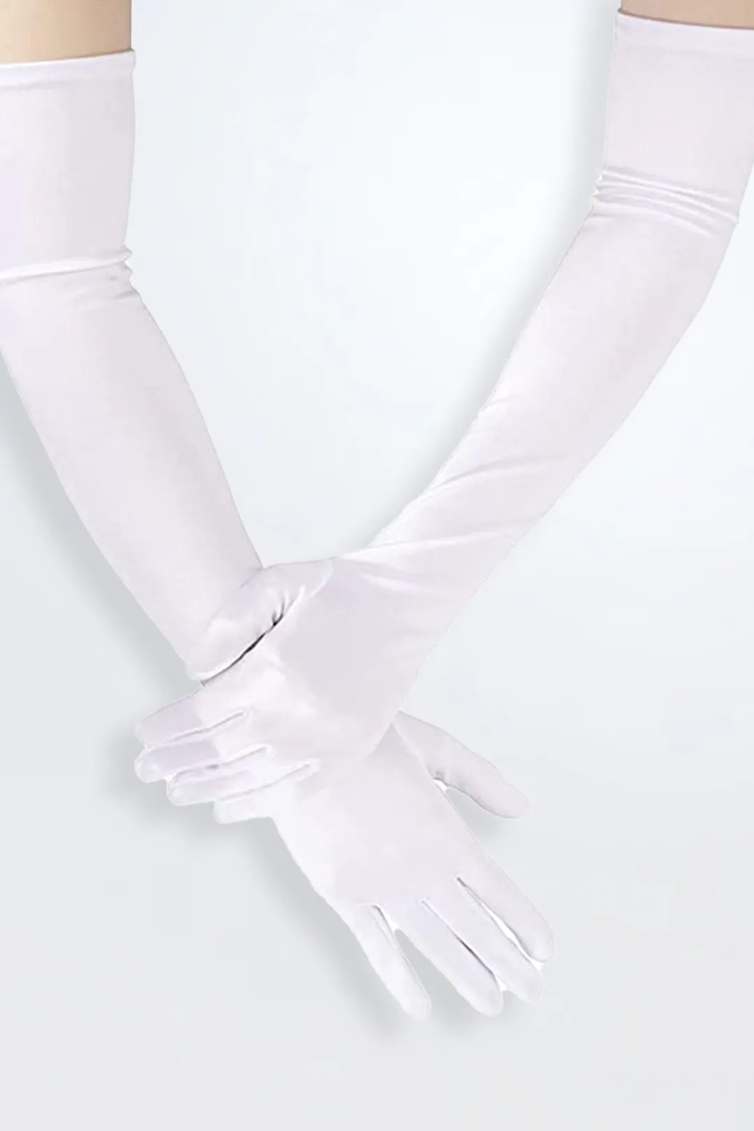 Gloves Elbow Length Satin White