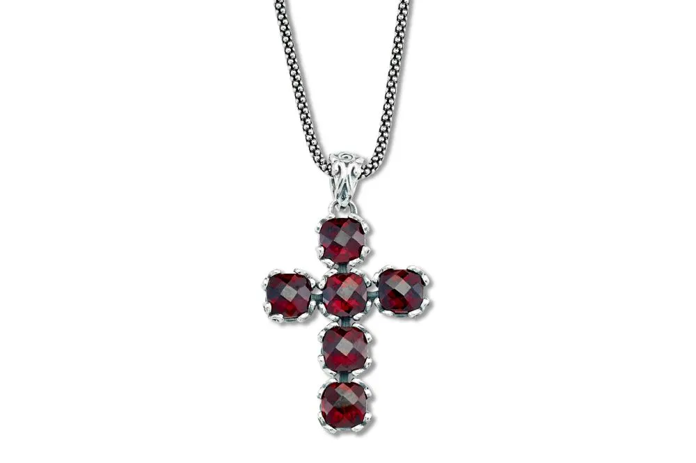 Glow Cross Pendant- Garnet