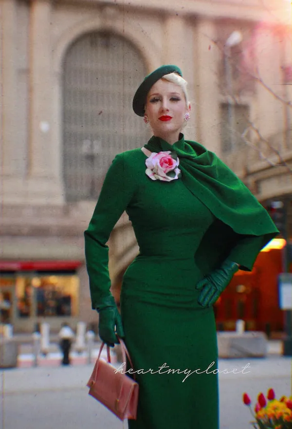 Green Semi Cape dress - Meghan Markle inspired