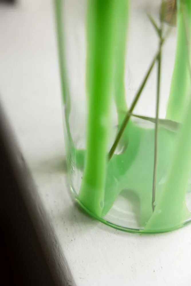 Green Striped Glass Vase