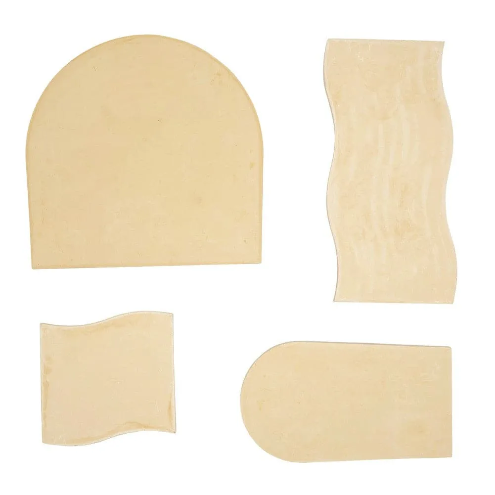 Grooved Arch Wave Photography Styling Handmade Plaster Props - 4 Pack (Quicksand Beige)