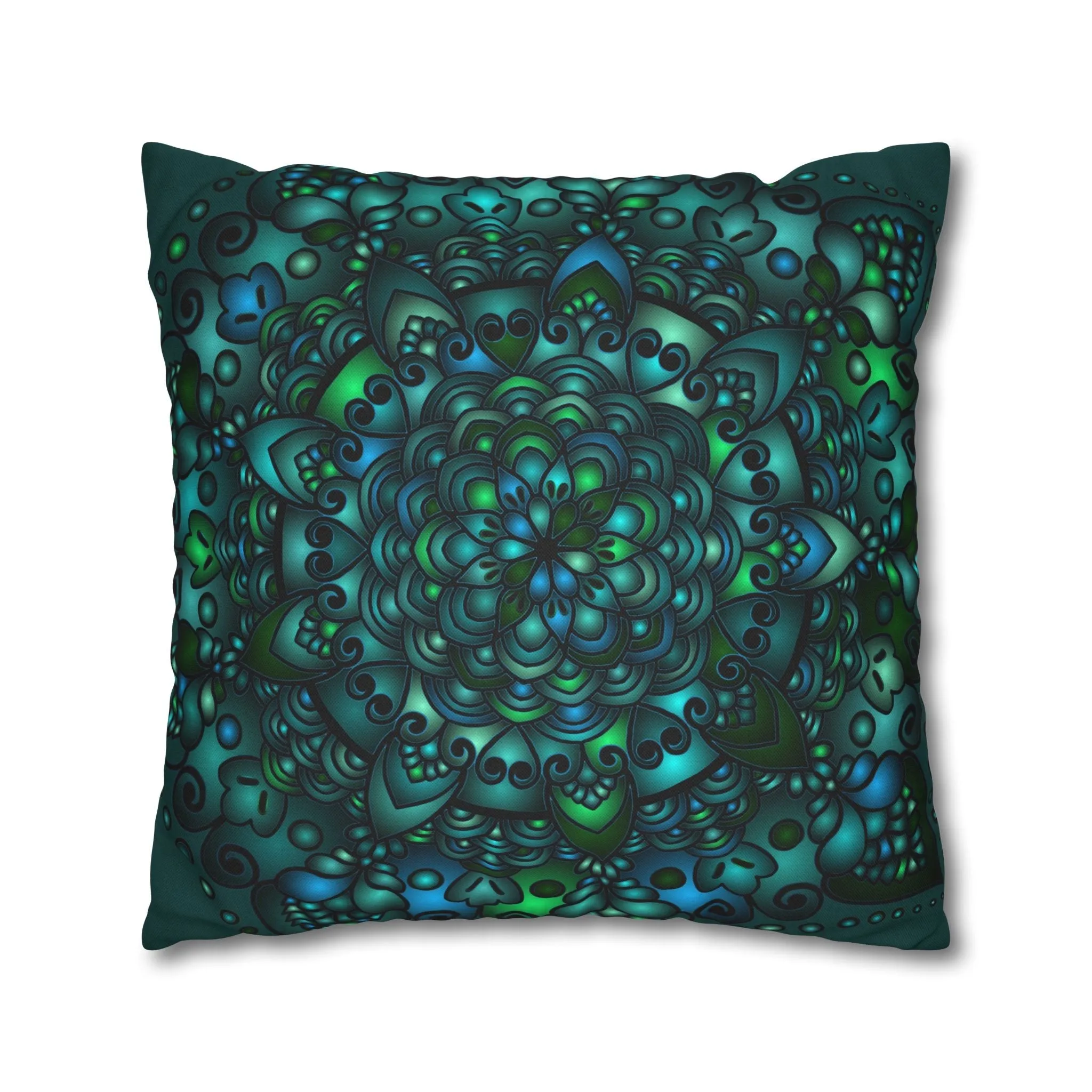 Handmade Mandala Art Pillowcase - Petroleum Green