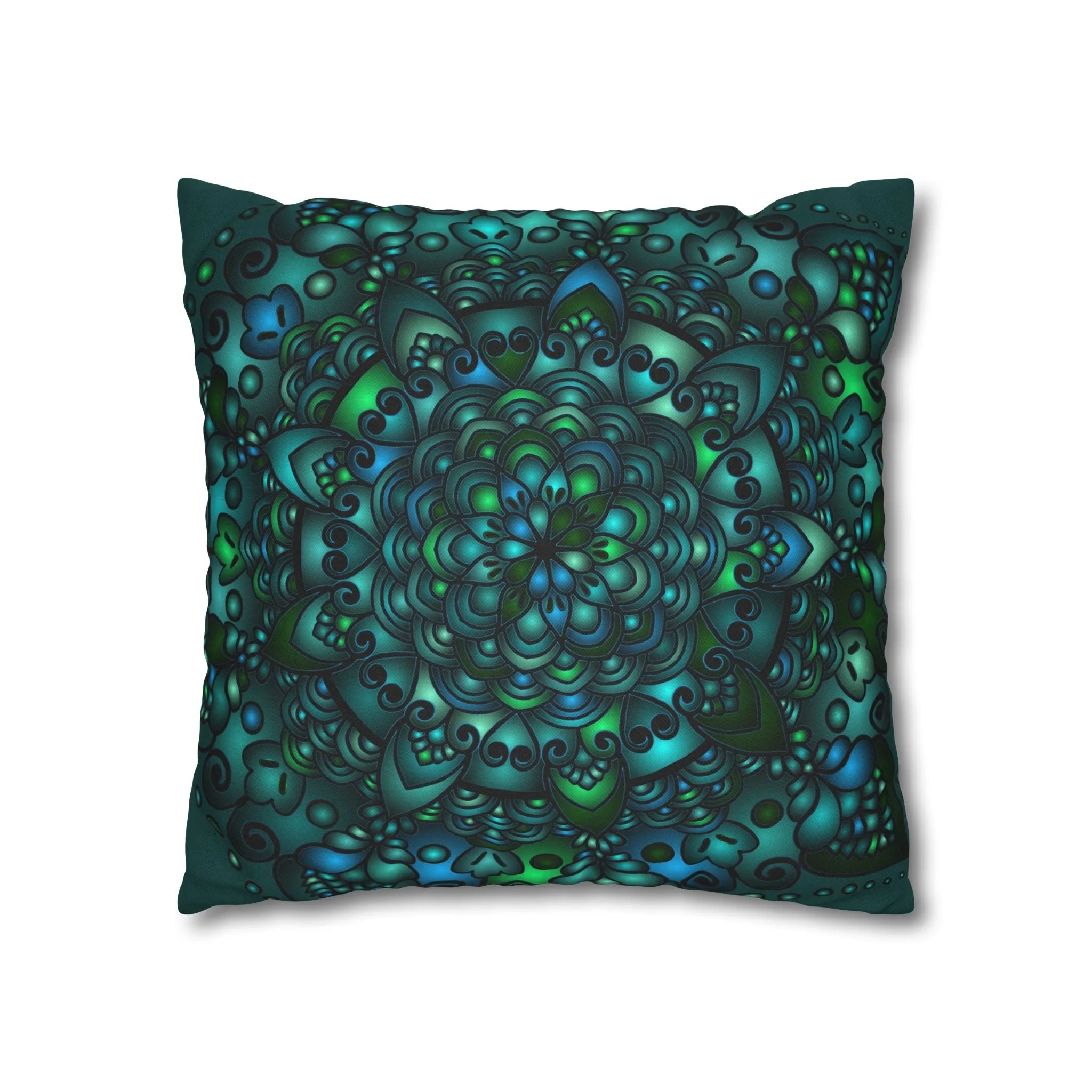 Handmade Mandala Art Pillowcase - Petroleum Green