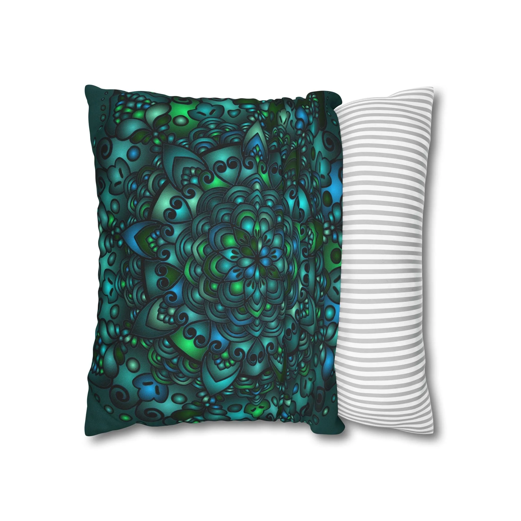 Handmade Mandala Art Pillowcase - Petroleum Green