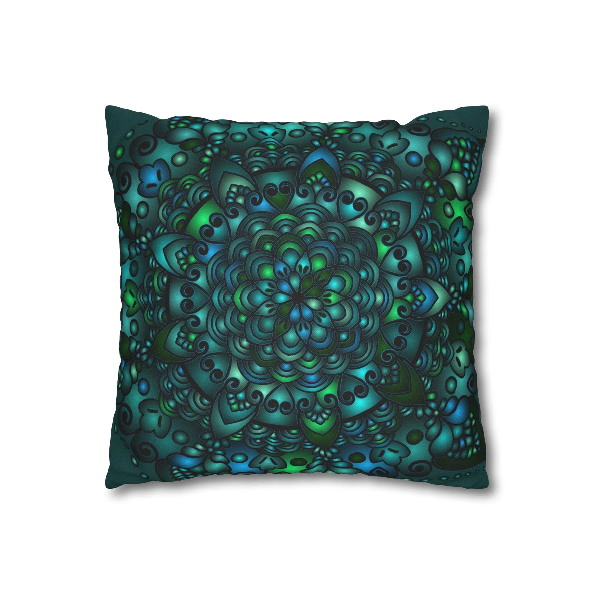 Handmade Mandala Art Pillowcase - Petroleum Green