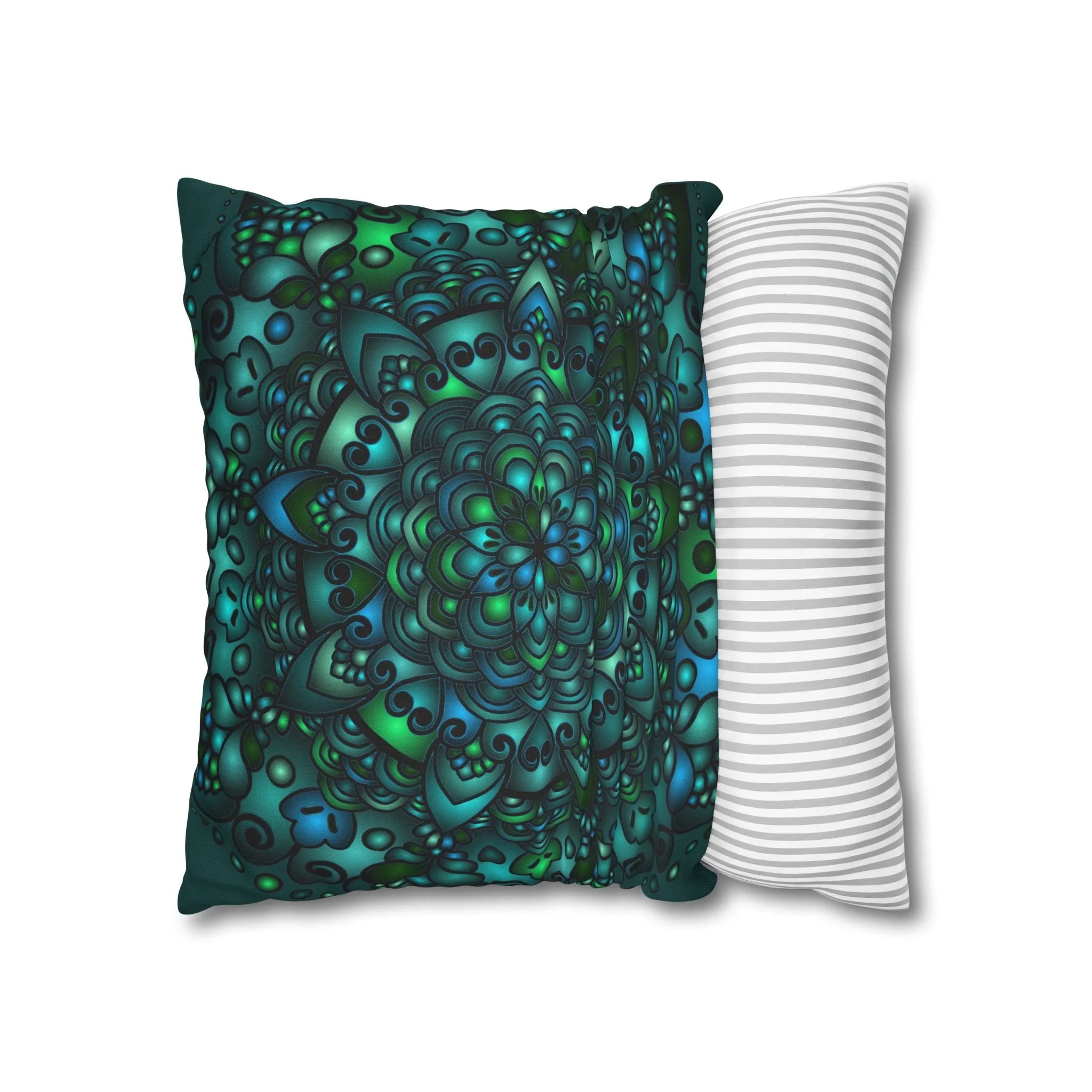 Handmade Mandala Art Pillowcase - Petroleum Green